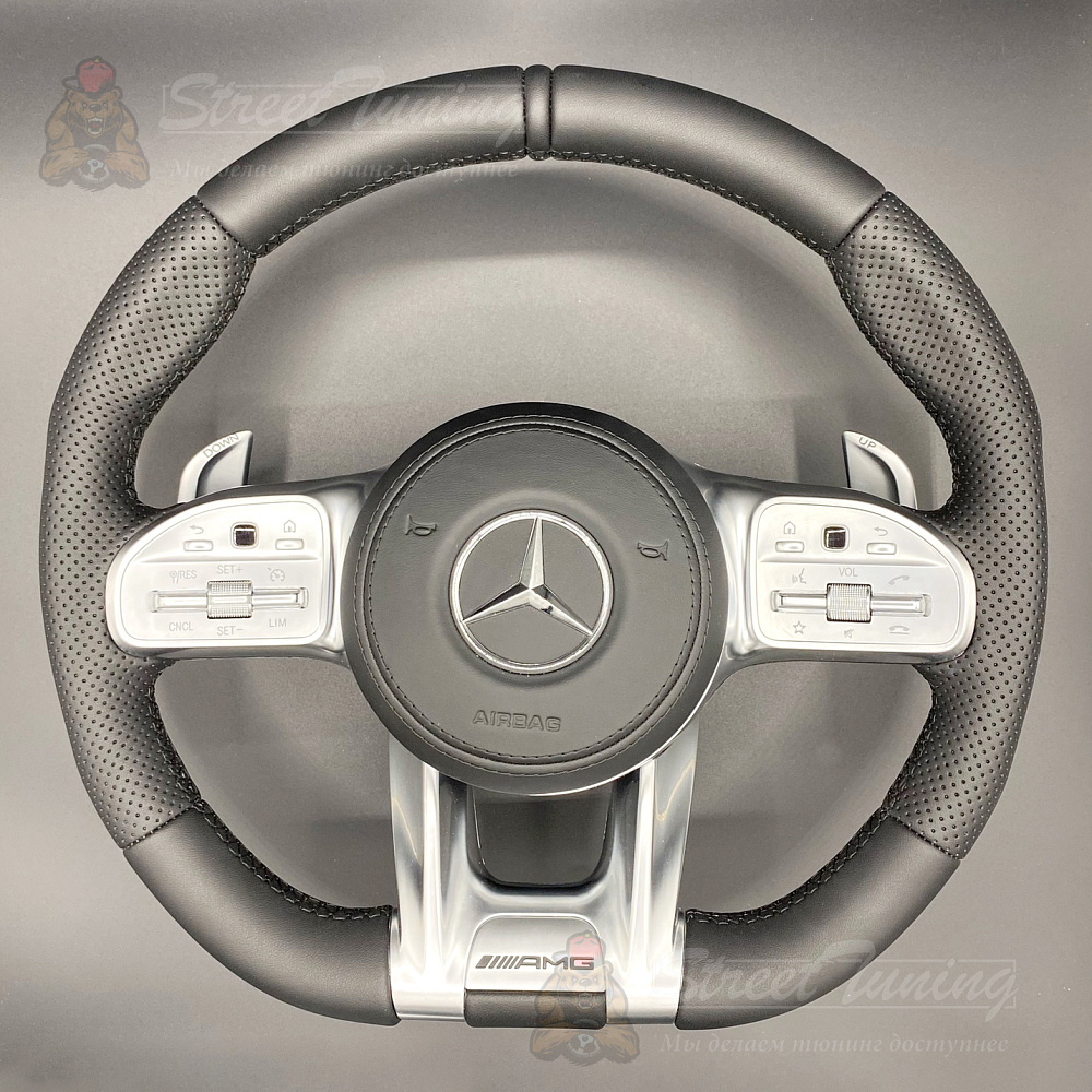 картинка Руль Mercedes AMG GLE/GLS с подушкой, эко-кожа, без подогрева от магазина  StreetTuning
